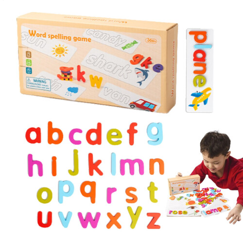 Ccuzs - Jeu D'orthographe En Bois Pour Apprendre L'alphabet - Cartes De Mots Et Lettres Multicolores