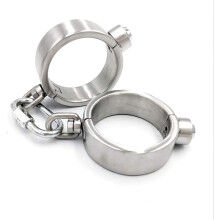 BDSM Bondage Sex Handcuffs Stainless Steel with Push Lock, 6 cm Male Diameter Adult Restraint Fetish Toy for Couples