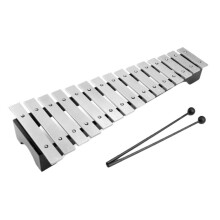 Glockenspiel Xylophone 15-Tone Aluminium Plate Percussion Instrument with Carry Bag Silver Color