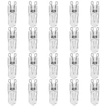 Lot de 20 ampoules halogènes G9, 25 W, ampoules halogènes transparentes, dimmables, blanc chaud 2800
