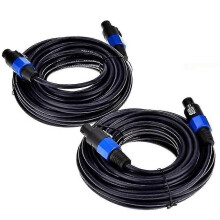 Lot de 2 câbles audio Speakon-to-Speakon de 25 pieds, calibre 12 AWG