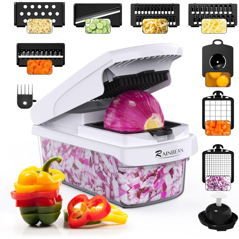 Vegetable Chopper - Mandoline Slicer, Onion Veggie Food Chopper with Container, Cucumber Potato Slicer, Salad Chopper T