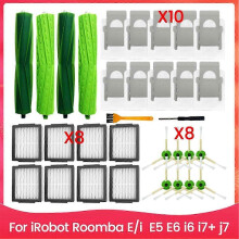 Convient aux pièces de rechange pour IRobot Roomba Série E/I, E5 E6 I6 I7+ J7, jeu de 2 brosses à ro