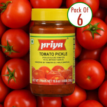 Priya Tomato Pickle 300g (Pack of 6) – Authentic Andhra Style Spicy & Tangy Tomato Pickle | Traditional South Indian Taste | Ready to Eat