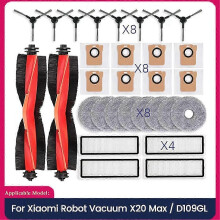 Pièces de rechange pour aspirateur robot Xiaomi X20 Max / D109GL, brosse principale, brosse latérale
