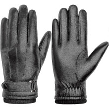 Gants en cuir de mouton véritable pour homme, adaptés à l'hiver, textos tactiles, cachemire chaud