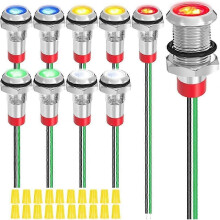 Convient pour 10 voyants LED 8 mm AC 110 V 120 V 220 V 20 mA rouge/jaune/bleu/vert/blanc