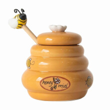 Pot de conservation de miel innovant de 175 ml avec cuillère en bois
