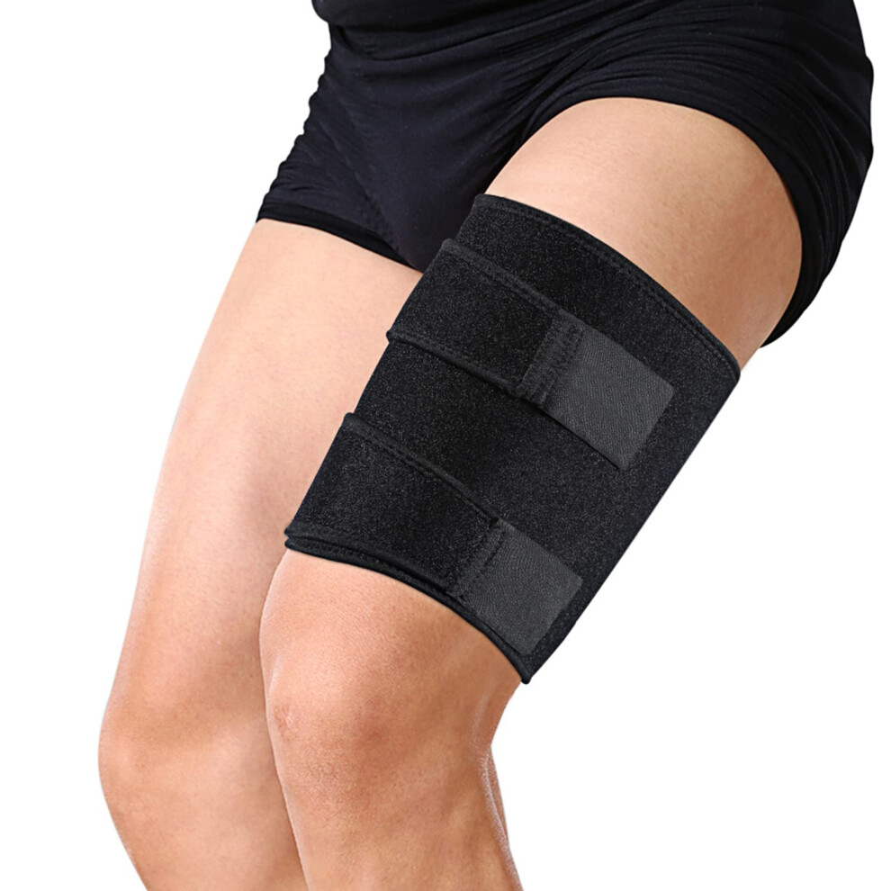 Thigh Support Compression Sleeve Adjustable Thigh Bandage with Fastening Non-Slip Strap for Injury Recovery