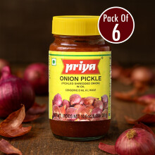 Priya Onion Pickle 300g (Pack of 6) – Authentic South Indian Small Onion Pickle | Spicy, Tangy & Flavorful Andhra Style | Ready to Eat