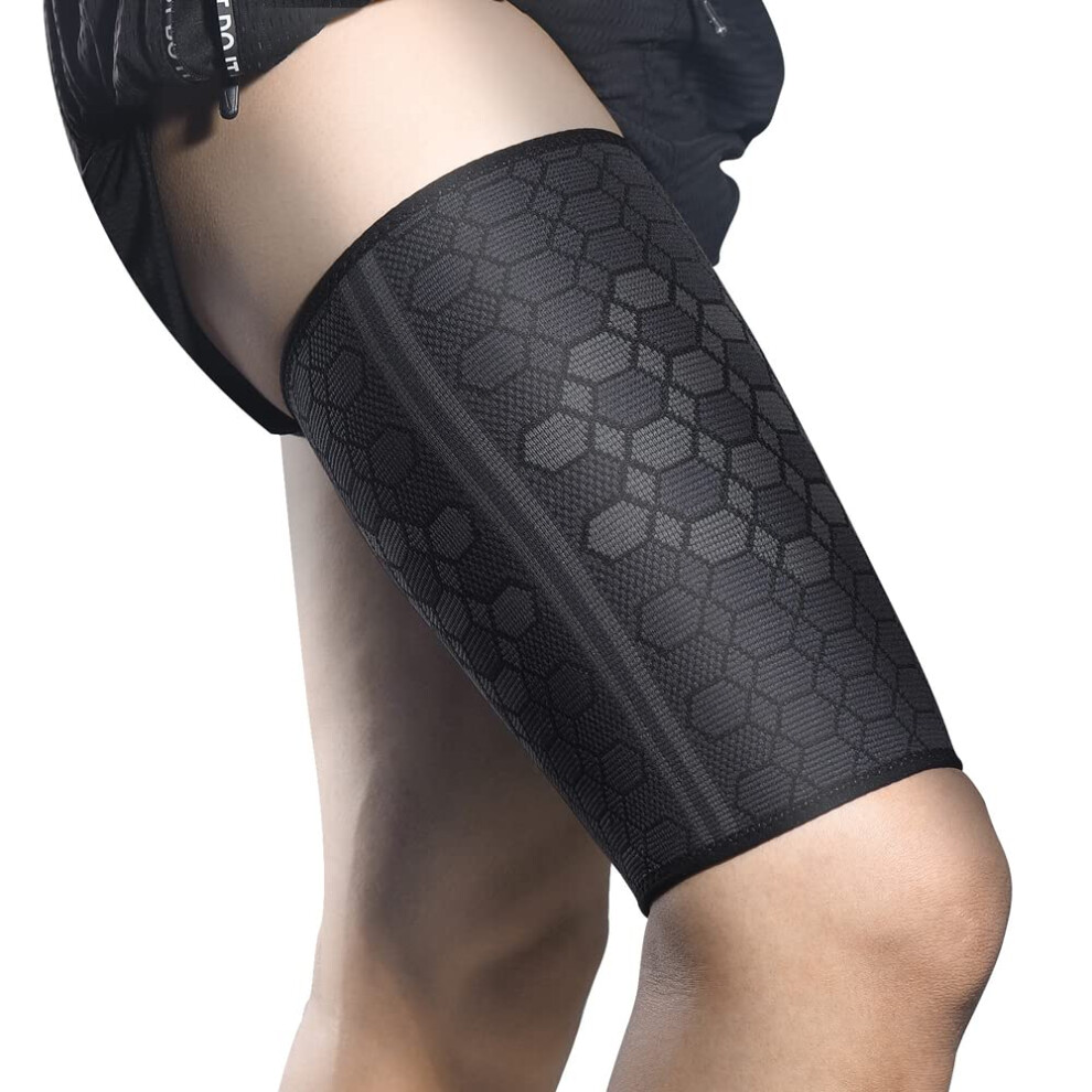 Thigh Braces for Men & Women - Compression Thigh Support Bandage, Breathable Elastic for Hamstring & Quadriceps Injuries, Size M