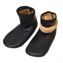 Anti-Slip PU Leather Warm Cozy Socks for Unisex Winter Boots Men Size Black