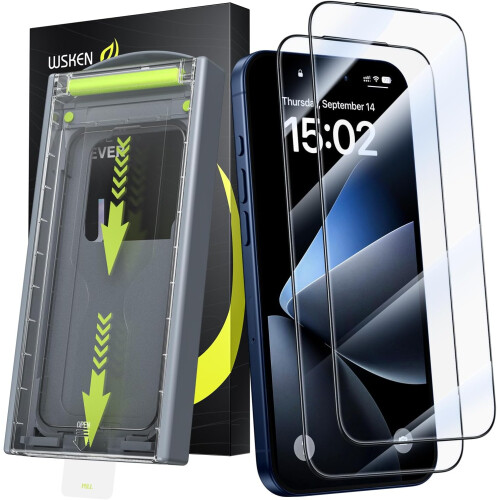 WSKEN for iPhone 17 Pro Screen Protector - [Top 9H+ Tempered Glass][Auto Dust-Remove][Zero Bubble]