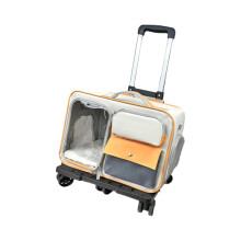 Cat Transport Bag with Wheels, Breathable Cat Carrier Backpack for Travel and Outdoor Camping, Fits Puppies and Cats