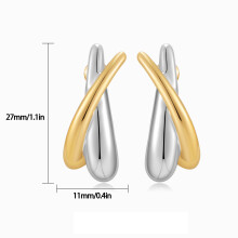 Gold Silver 3D Korean Water Drop Earrings, Simple Niche Style, Light Luxury EH22694A