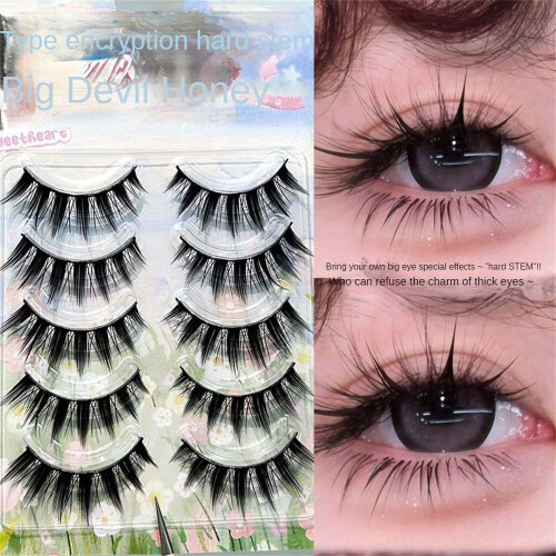 (Type#1) Honey Box Japanese Hard Stem Big Devil False Eyelashes Thick Photogenic Cos