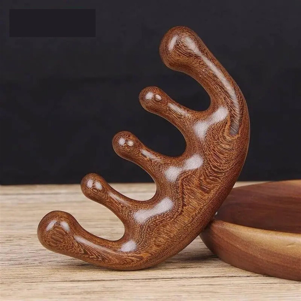 Unisex Black Massage Comb, Natural Wood, Wide Teeth, Multifunctional Head Massage Comb, Sandalwood, Head Meridian Size