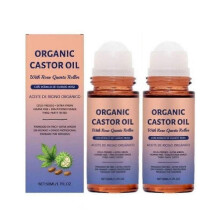 (2pcs) 1-3X Organic Golden Castor Oil Roll-On with Rose Quartz | 100% Pure for Skin 50ML