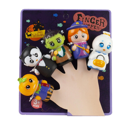 Lot De 5 Marionnettes à Doigt Halloween – Personnages Cartoon – Cadeau Pour Fête – HELEVIA