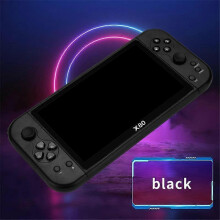 (X80 Black) Newest X80 Portable Game Console 7 inch Screen Handheld Game Player Quad Core 16GB 10000 Free Games For PS/MAME TV Out
