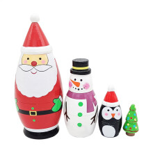 Russian Nesting Dolls Handmade Wooden Stacking Dolls 5-Piece Set Christmas Doll Figurines for Kids and Collectors