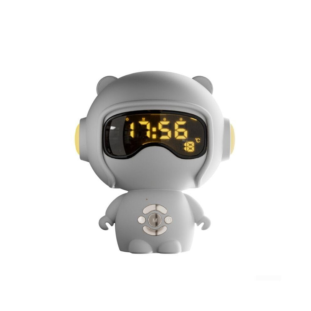 Charming For Kids LED Alarm Clock with Interactive Sounds and Three Adjustable Night Light Settings in White