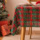 Christmas Plaid Snowflake Tablecloth Printed Rectangular Coffee Table Cloth Double Green Grid Small Snowflakes 60x60cm 1