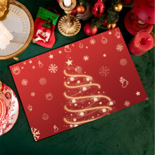 New Nordic Christmas Linen Print Placemat Western Restaurant Elk Decoration Insulation Pad 832x45cm
