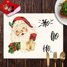 Christmas Linen Placemats 232x45cm Printed Table Mats Dining Room Decor Insulation Pads