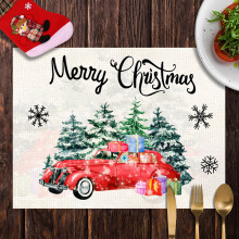 Christmas Linen Placemats 132x45cm Printed Table Mats Dining Room Decor Insulation Pads