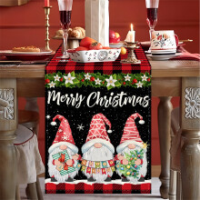 Nordic Christmas Linen Printed Table Runner 333x183cm Heat Insulation Dining Tablecloth