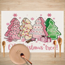 Christmas Snowman Linen Placemat 130x45cm Insulation Table Mat Kitchen Decor