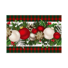 Christmas Linen Placemat 130x45cm Plaid Stripe Printed Insulation Table Mat Holiday Decoration