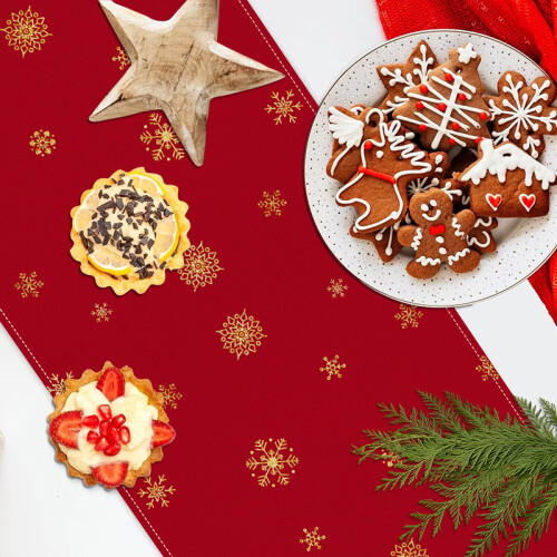 Christmas Tree Printed Table Runner 133x183cm Linen Holiday Party Decor 2