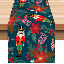 Christmas Nutcracker Print Table Runner 27x33cm Linen Holiday Party Decorative Mat ZQ-219