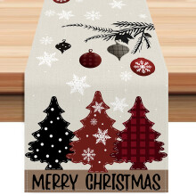 New Arrival Christmas Linen Table Runner Holiday Print Tablecloth Kitchen Mat 185x275cm