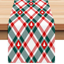 Diamond Geometric Christmas Tree Table Runner, Holiday Party Decor, Coffee Table Cloth 197x230cm Linen