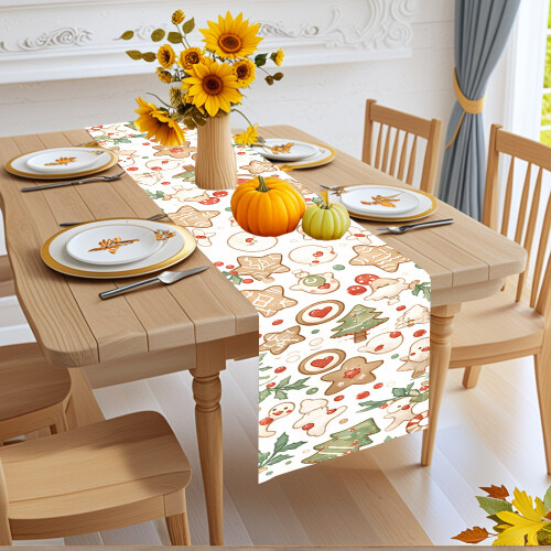 Christmas Gingerbread Man Printed Table Runner Tablecloth 33x233 2
