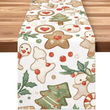 Christmas Gingerbread Man Printed Table Runner Tablecloth 33x233