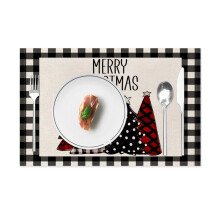 Christmas Linen Placemats 30x45cm, Table Runners, Printed Tablecloths, Festive Decor, Waterproof Cotton Linen 300gsm Off-White