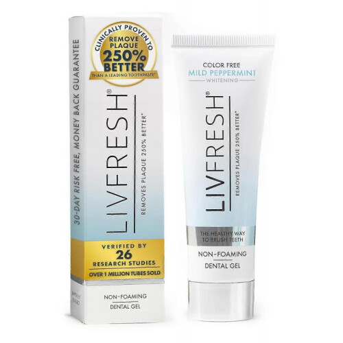 Livfresh Toothpaste Gel, Clinically Proven To Remove Plaque 250% Better 50ml