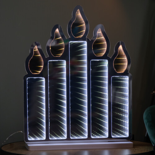 Premier 40cm Light up Standing Candlebridge with Flickering Flame Christmas Infinity Mirror