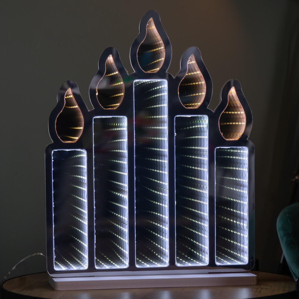 Premier 40Cm Light Up Standing Candlebridge With Flickering Flame Christmas Infinity Mirror
