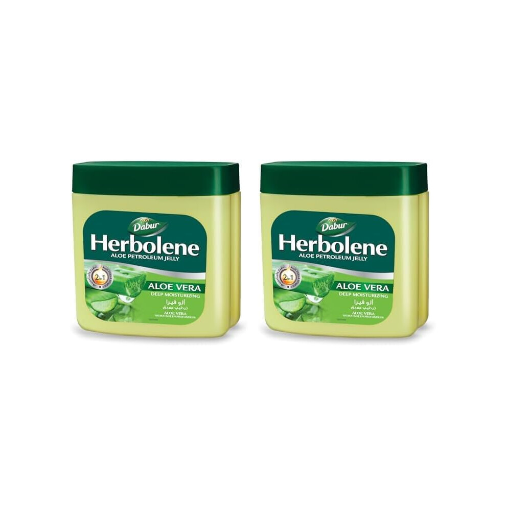 Dabur Herbolene Aloe Petroleum Jelly 115ml (Pack of 2) | Enriched with Aloe Vera and Vitamin E | For Dry and Rough Skin