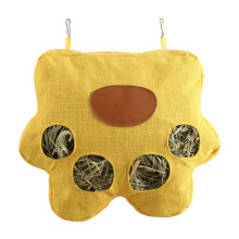Chinchilla Hay Feeder Bag - 4-Hole Washable Sack for Hamster Cage, Outdoor Hutch, Garden Use, Durable Material