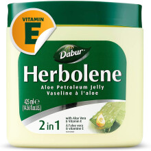 Dabur Herbolene Aloe Petroleum Jelly 425ml | Enriched with Aloe Vera & Vitamin E, Deep Moisturizing for Dry & Rough Skin, Soothing Skin Protector