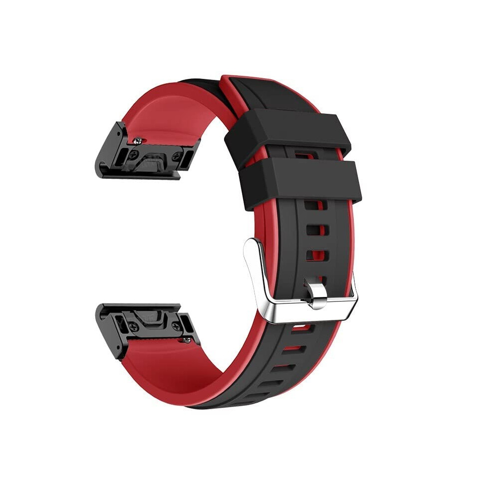 26mm Quick Fit Silicone Sport Watch Strap for Garmin Enduro Tactix Delta Descent MK1 MK2 in Black/Red-image-OPC-PK5YWDB-NEW