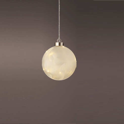 Frosted Christmas Bauble Warm White 10cm Micro LED Battery Ball Light 1