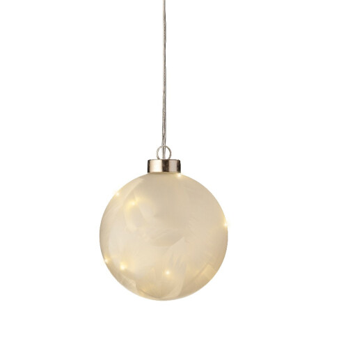 Frosted Christmas Bauble Warm White 10cm Micro LED Battery Ball Light