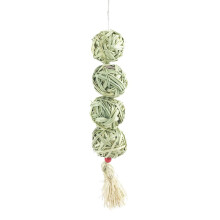 Chew For Hay Treat Grass Balls Toy for Chinchillas - Hand Woven Natural Straw Teeth Cleaning Balls for Small Pets